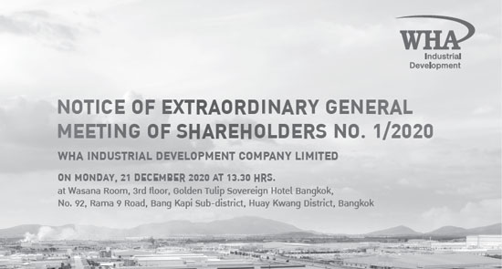 Notice of Extraordinary General Meeting of Shareholders No. 1/2020