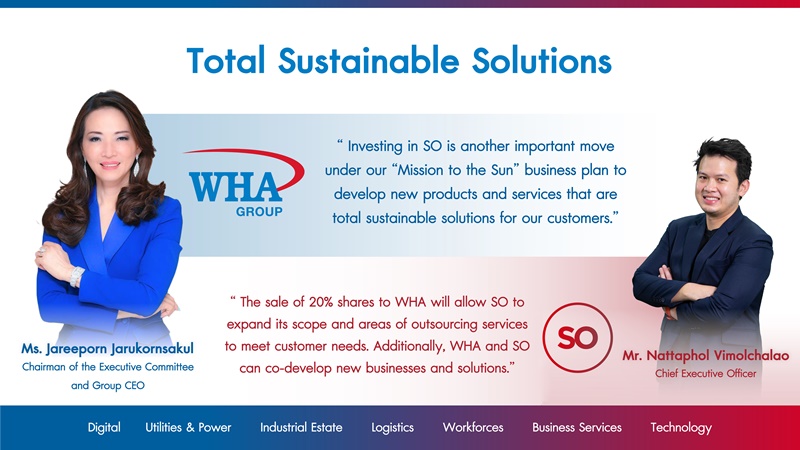 WHA Gives the Green Light for 20% Investment in Siamrajathanee (SO),  Driving Integrated Business Supporting the Growth in Logistics and Smart Industrial Estates